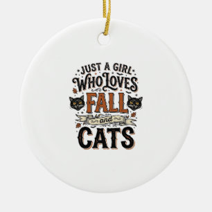 Herbst-Katzenliebhaber Vintage-Halloween-Shirt-Des Keramik Ornament