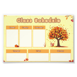 Herbst-Klassenplan mit niedlichen Herbstillustrati Fotodruck