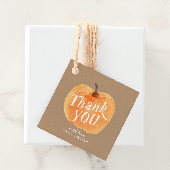 Herbst Kleiner Pumpkin 2-seitig Danke Rustic Geschenkanhänger (Beispiel)