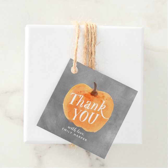 Herbst Kleiner Pumpkin 2-seitige Danke Chalk Geschenkanhänger (Beispiel)