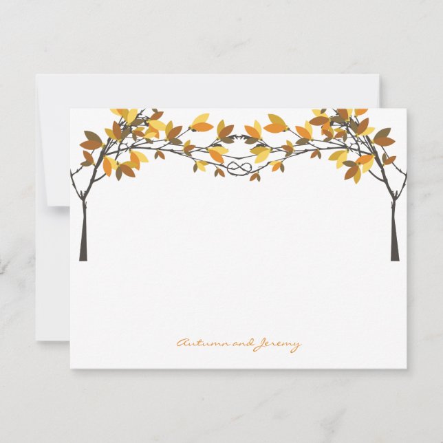 Herbst Knotted Liebe Trees Wedding Vielen Dank Dankeskarte (Vorderseite)