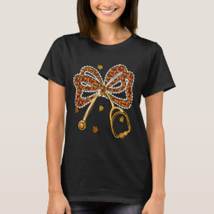 Herbst Krankenschwester Stethoskop Kokette Schleif T-Shirt