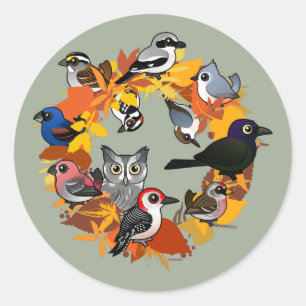 Herbst-Kranz der nordamerikanischen Vögel Runder Aufkleber