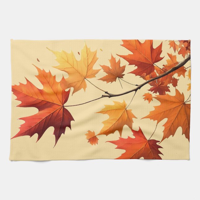 Herbst Küchenhandtuch hellgelb Geschirrtuch (Horizontal)