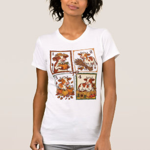 Herbst Kuh Quartett Vintage Patchwork Bauernhof Sh T-Shirt