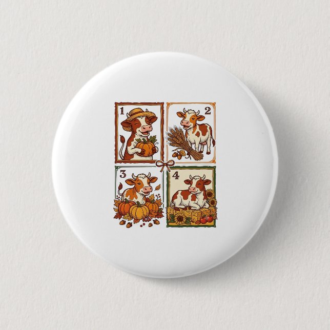 Herbst Kuh Quartett Vintage Patchwork Farmhemd Button (Vorderseite)
