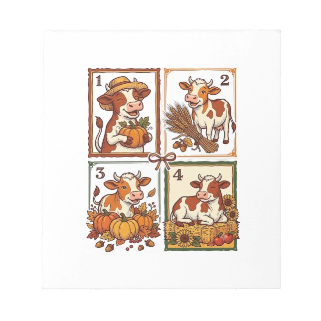 Herbst Kuh Quartett Vintage Patchwork Farmhemd Notizblock (Vorderseite)