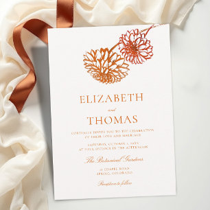 Herbst Kupfer Terrakotta Moderne Dahlien Hochzeit Einladung