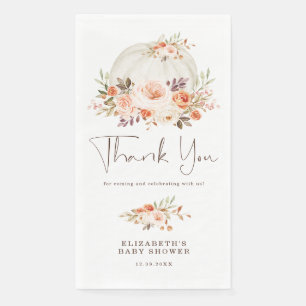 Herbst-Kürbis-Baby-Party Blush Aprikot Floral Serviette
