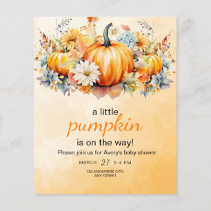 Herbst-Kürbis-Baby-Shower-Einladung, Kleiner Kürbi Flyer