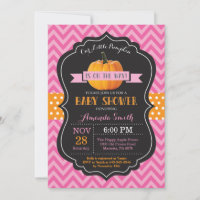 Herbst-Kürbis-Baby-Shower-Einladung Rosa Chevron