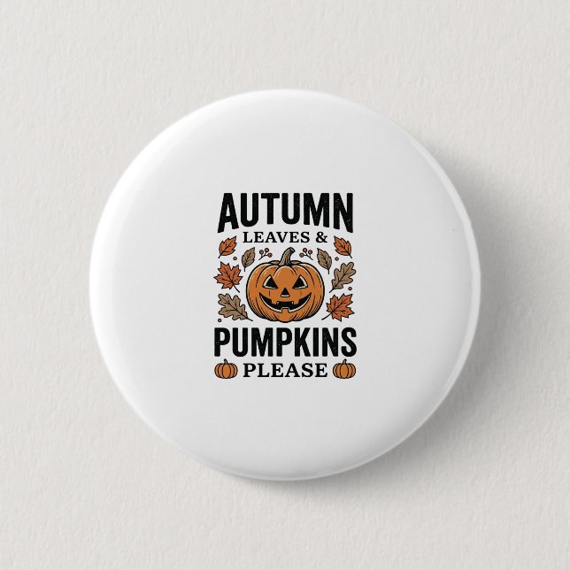 Herbst-Kürbis-Blätter Kürbisse Bitte Vintage_1 Button (Vorderseite)
