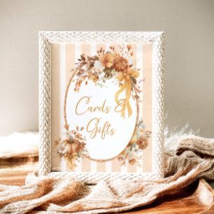 Herbst-Kürbis-Blumen-Baby-Shower-Karten und Gesche Poster