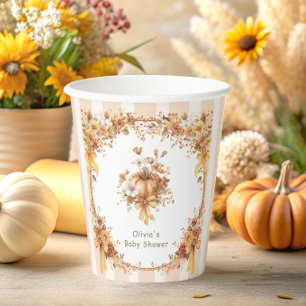 Herbst-Kürbis-Blumen-Bogen-Baby-Party Pappbecher