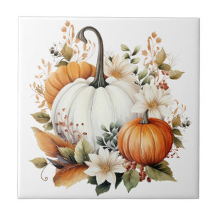 Herbst-Kürbis-Blumen-Keramikfliese Fliese