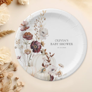 Herbst-Kürbis-Boho-Wildblumen-Baby-Party Pappteller