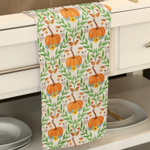 Herbst-Kürbis-Botanik-Design Geschirrtuch