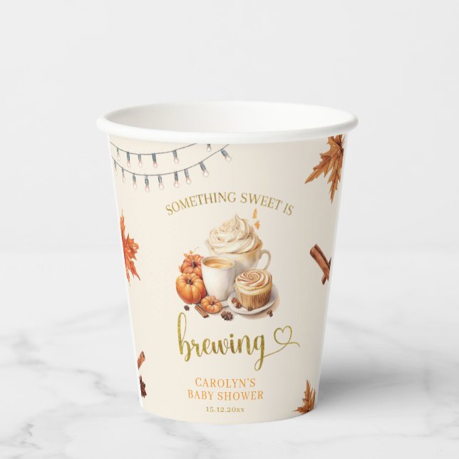 Herbst-Kürbis braut Kaffee Dusche Papiertasse Pappbecher (Vorderseite)