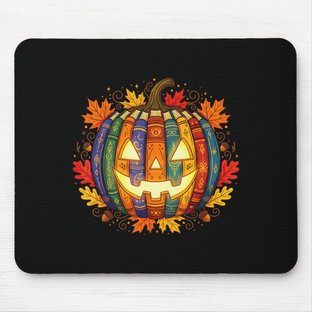 Herbst-Kürbis-Buchliebhaber, Soky-Bibliothekar-Leh Mousepad (Vorne)