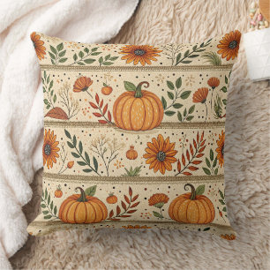 Herbst-Kürbis-Chrysantheme Orange Streifenmuster Kissen