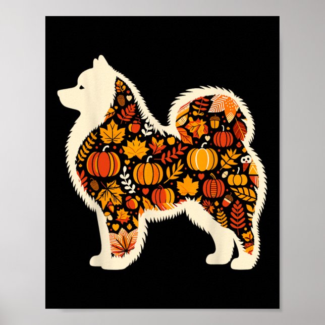 Herbst Kürbis Fall Samoyed Erntedank Womens Me Poster (Vorne)