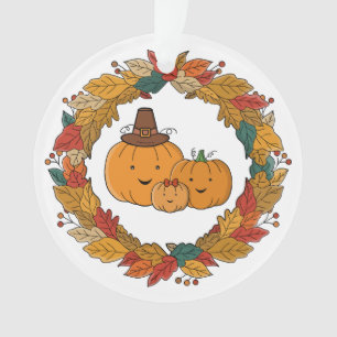 Herbst-Kürbis-Familienkranz Ornament