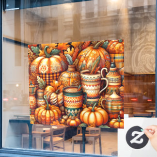Herbst-Kürbis-Fensteraufkleber Fensteraufkleber