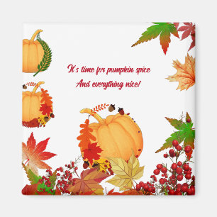 Herbst Kürbis Herbst Beeren Farbige Ahornblätter  Magnet