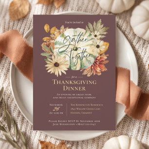 Herbst-Kürbis-Herbst-Blumen Thanksgiving-Dinner Einladung