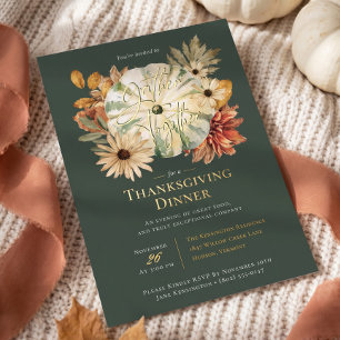 Herbst-Kürbis-Herbst-Blumen-Thanksgiving-Dinner Folieneinladung