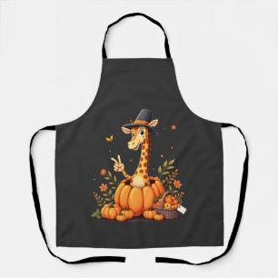 Herbst-Kürbis-Herbst-Giraffe-Thanksgiving-Frauen-M Schürze