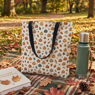 Herbst-Kürbis- & Herbstlaub-Muster Tasche