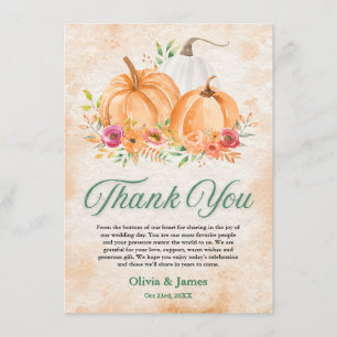 Herbst-Kürbis-Herbstliebe Hochzeit Dankeskarte