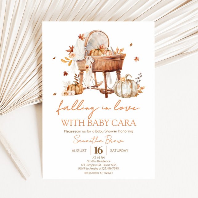 Herbst Kürbis in Liebe Kinderdusche fallen Einladung (Falling in Love Autumn Pumpkin Baby Shower Invitation)