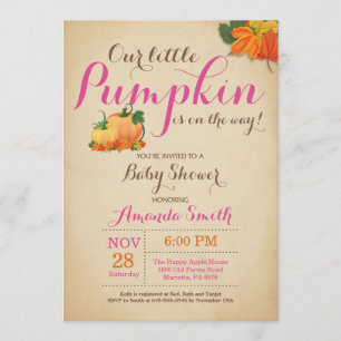 Herbst-Kürbis-Mädchen-Baby-Shower-Einladung Einladung