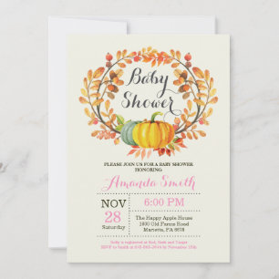 Herbst-Kürbis-Mädchen-Baby-Shower-Einladungskarte Einladung