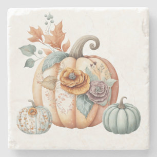 Herbst-Kürbis-Marmor Steinuntersetzer