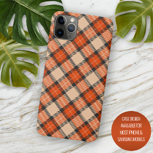 Herbst-Kürbis-Orange-Braun-Tartan-Muster Case-Mate iPhone Hülle