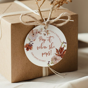 Herbst-Kürbis Pop es, wenn sie platzt Baby Shower Geschenkanhänger