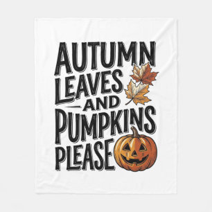 Herbst-Kürbis-Shirt mit Blättern und Halloween-Sti Fleecedecke