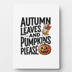 Herbst-Kürbis-Shirt mit Blättern und Halloween-Sti Fotoplatte