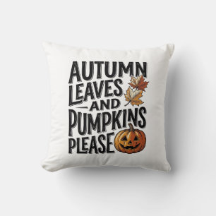 Herbst-Kürbis-Shirt mit Blättern und Halloween-Sti Kissen