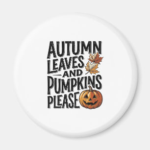 Herbst-Kürbis-Shirt mit Blättern und Halloween-Sti Magnet