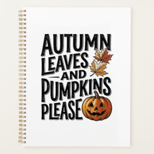 Herbst-Kürbis-Shirt mit Blättern und Halloween-Sti Planer