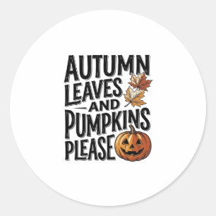 Herbst-Kürbis-Shirt mit Blättern und Halloween-Sti Runder Aufkleber