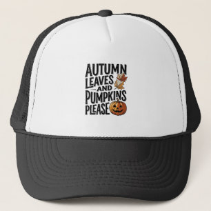 Herbst-Kürbis-Shirt mit Blättern und Halloween-Sti Truckerkappe