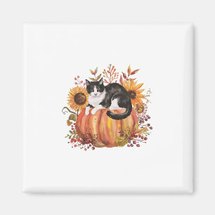 Herbst-Kürbis-Smokingkatze-Sonnenblume-Thanksgivin Magnet
