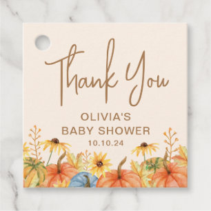 Herbst-Kürbis-Sonnenblume-Baby-Party Geschenkanhänger