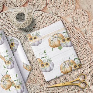 Herbst Kürbis Sonnenblume Ernte Muster Geschenkpapier