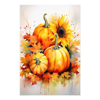 Herbst Kürbis & Sonnenblume Fotodruck